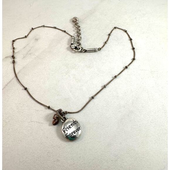 Brighton Friends Forever Dainty Silver Toned Necklace Some Tarnishing - Picture 6 of 7